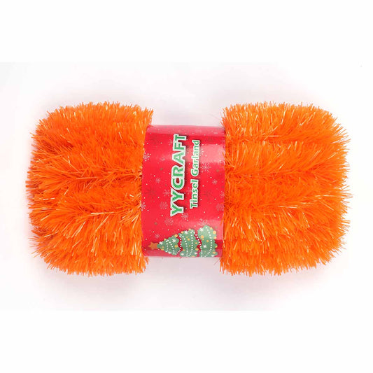 10 Yards (30 Feet) Thick Foil Christmas Tinsel  Garland,3" - Orange