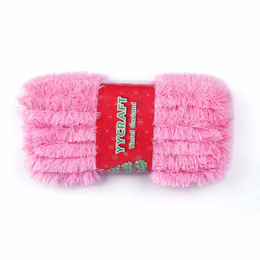 15 Yards (45 Feet) Tinsel Garland Classic Christmas Decorations ,2" - Pink