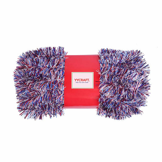 15 Yards (45 Feet) Tinsel Garland Classic Christmas Decorations ,2" - Royal/Red/White
