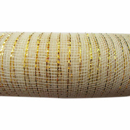 10 inch x 30 feet(10 Yards) Metallic Deco Poly Mesh Ribbon - Ivory