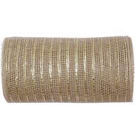 10 inch x 30 feet(10 Yards) Metallic Deco Poly Mesh Ribbon - Lt.Tan
