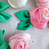 10 Satin Fabric Roses Satin Rolled Two Tonse Rosettes-Mix