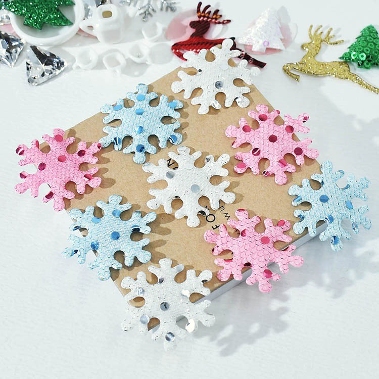 Wholesale 300pcs Padded Snowflake 1.5" Embellishment - 3 Colors