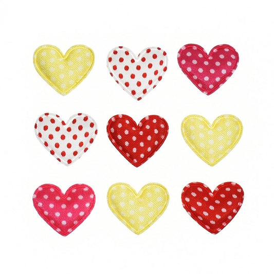 Wholesale 500pcs Padded Satin Heart 1" Dots Embellishment - U PICK