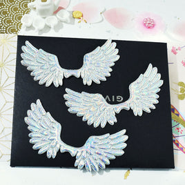 Wholesale 500pcs Padded Shiny Angel Wing 3" Embellishment - Silver