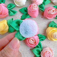 10 Satin Fabric Roses Satin Rolled Two Tonse Rosettes-Mix