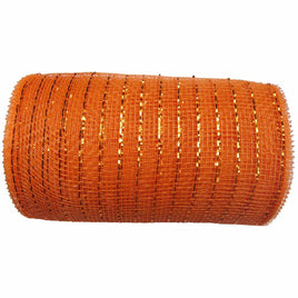 6 inch x 30 feet(10 Yards) Metallic Deco Poly Mesh Ribbon - Orange