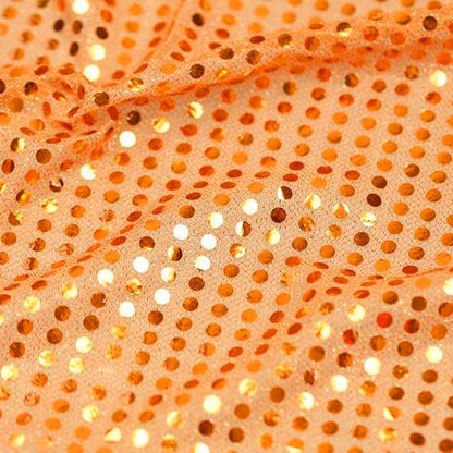 Dot Sequins On Metallic Mesh Fabric-Orange