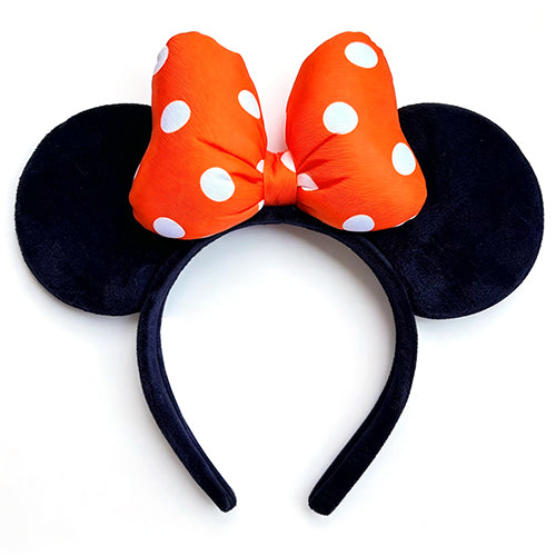 Handmade Mouse Ears Headband Polka Dots Bow-Orange