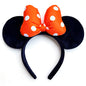 Handmade Mouse Ears Headband Polka Dots Bow-Orange