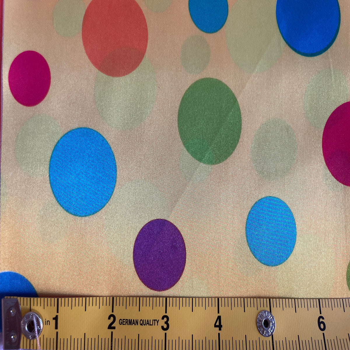 Large Colorful Polka Dots Satin Fabric-White
