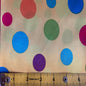 Large Colorful Polka Dots Satin Fabric-White