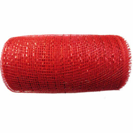 6 inch x 30 feet(10 Yards) Metallic Deco Poly Mesh Ribbon - Red