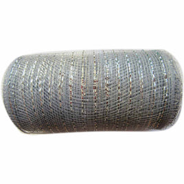 10 inch x 30 feet(10 Yards) Metallic Deco Poly Mesh Ribbon - Silver
