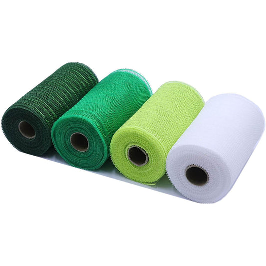 Metallic Poly Mesh Ribbon 6" for  St.Patrick's Day Decoration-4 Pack