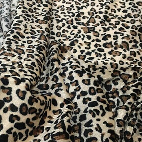 Velvet Sequins Stretch Fabric By The Yard 1 Yard Leopard