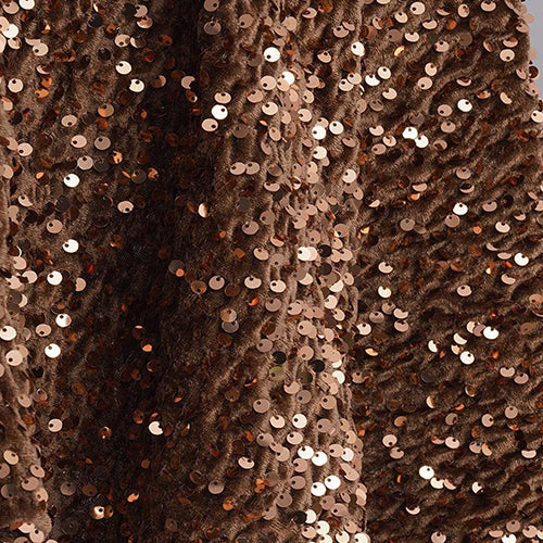Velvet Sequins Stretch Fabric By The Yard 1 Yard Brown