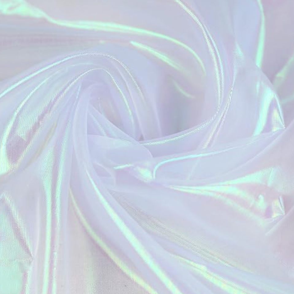 Two Tone Sheer Organza Fabric-Iridescent White