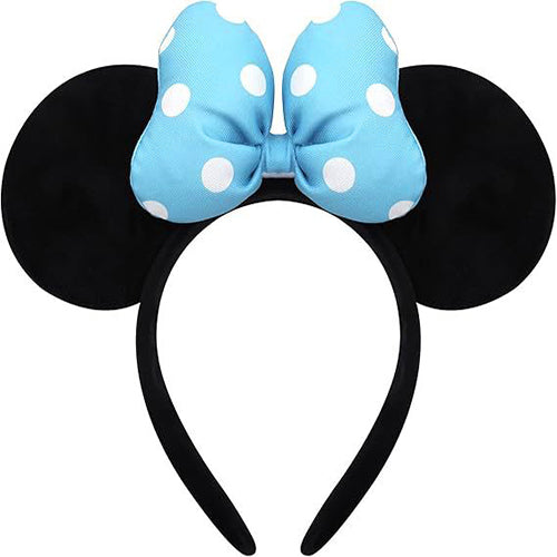 Handmade Mouse Ears Headband Polka Dots Bow-Aqua