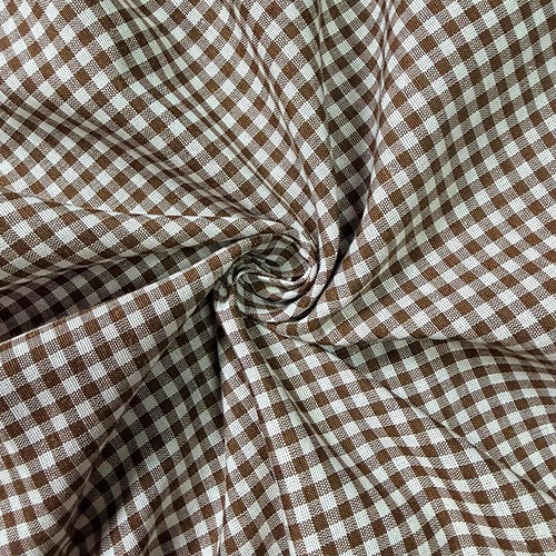 Gingham Fabric by The Yard 57" Wide 100% Cotton (1 Yard,Brown)