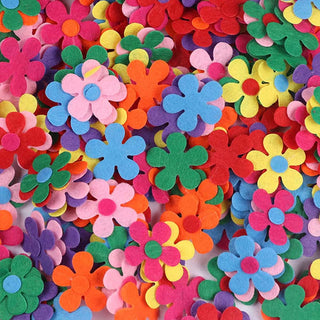 200pcs Felt Flower Fabric Flower with center,1 1/8 Inch Mix Color