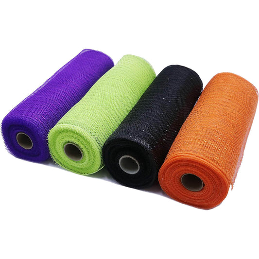 Metallic Poly Mesh Ribbon 6" Halloween Decoration-4 Pack