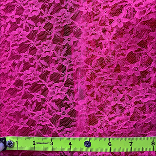 Lace Mesh Flower Fabric Hot Pink