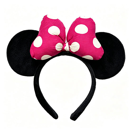 Handmade Mouse Ears Headband Polka Dots Bow-Hot Pink
