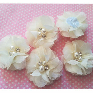 20 Chiffon Silk Flower Rhinestone Pearl 2