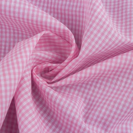 Gingham Fabric by The Yard 57" Wide 100% Cotton (1 Yard,Pink)