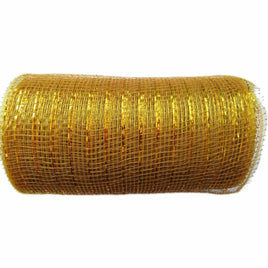 10 inch x 30 feet(10 Yards) Metallic Deco Poly Mesh Ribbon - Tan/Gold
