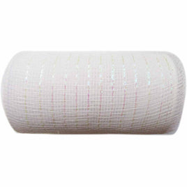 10 inch x 30 feet(10 Yards) Metallic Deco Poly Mesh Ribbon - White