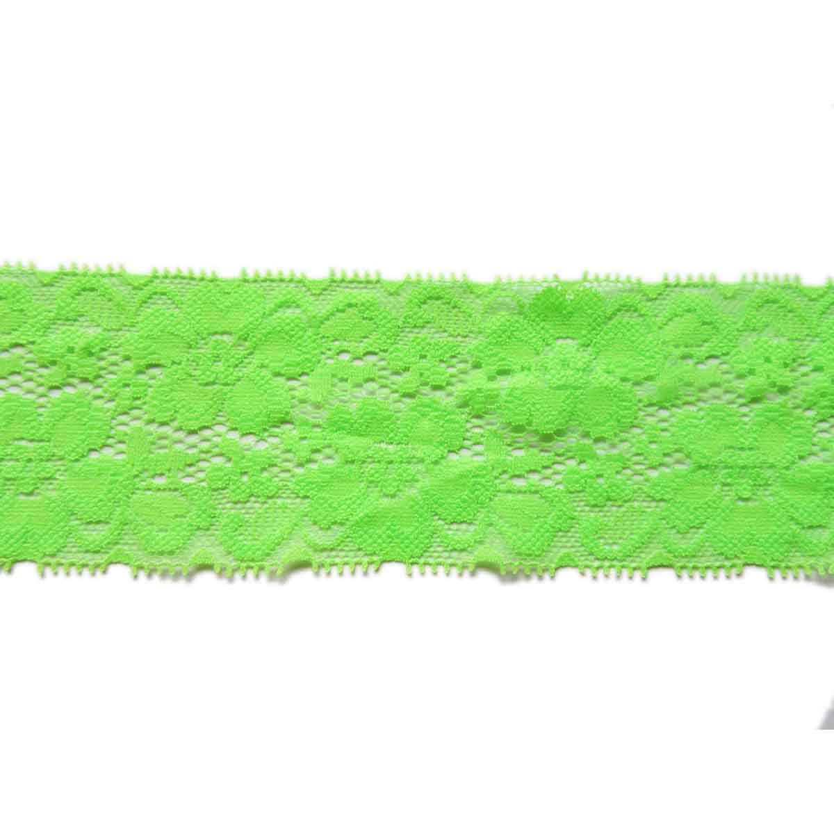 20y Elastic Lace Trim Ribbon 2″-Neon Green