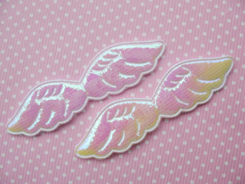 100pcs Padded Fabric Angel’s Wings 3“-Shinny White