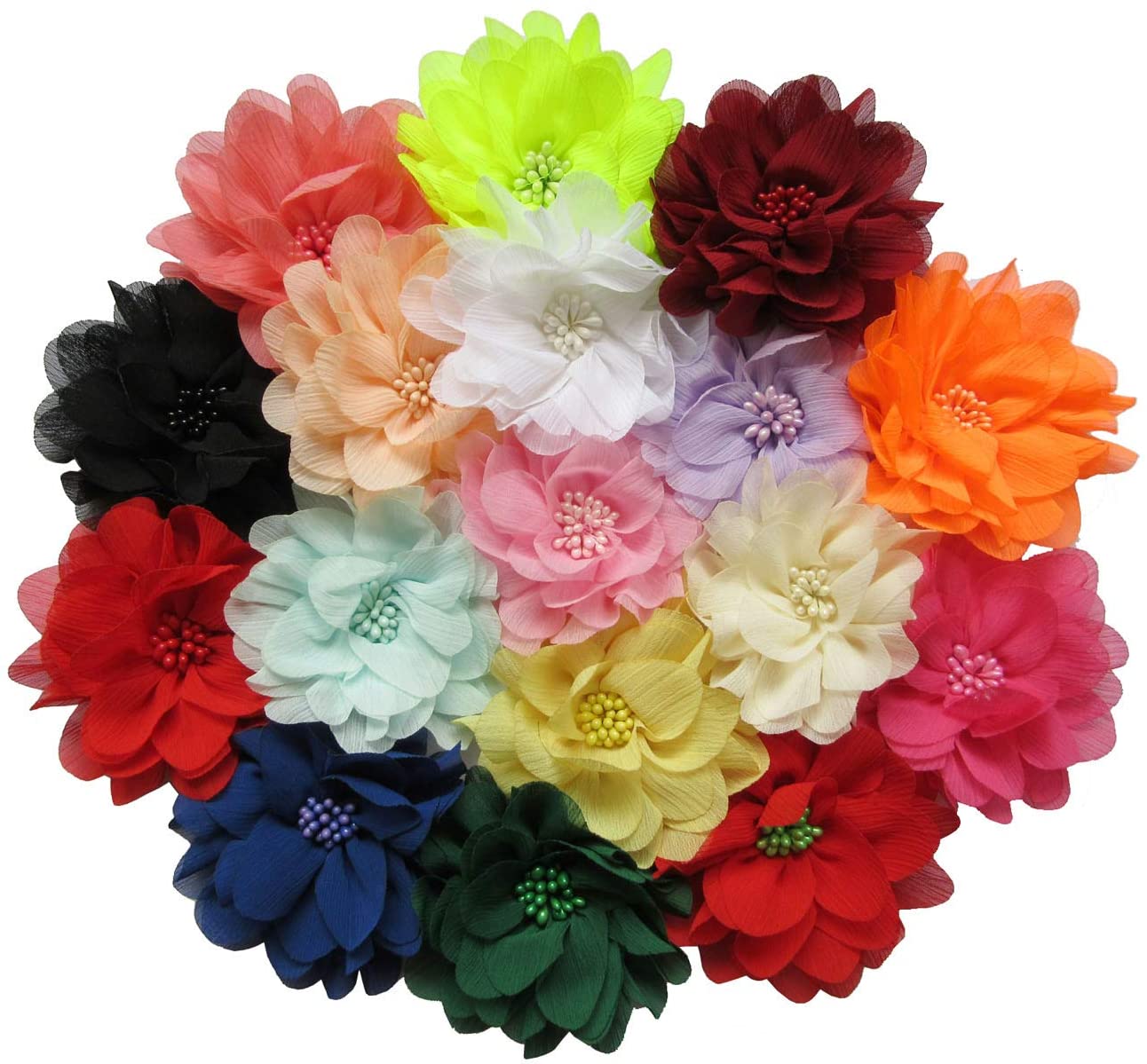 10pcs Mix Color Large 4″ Chiffon Beads 4D Flower