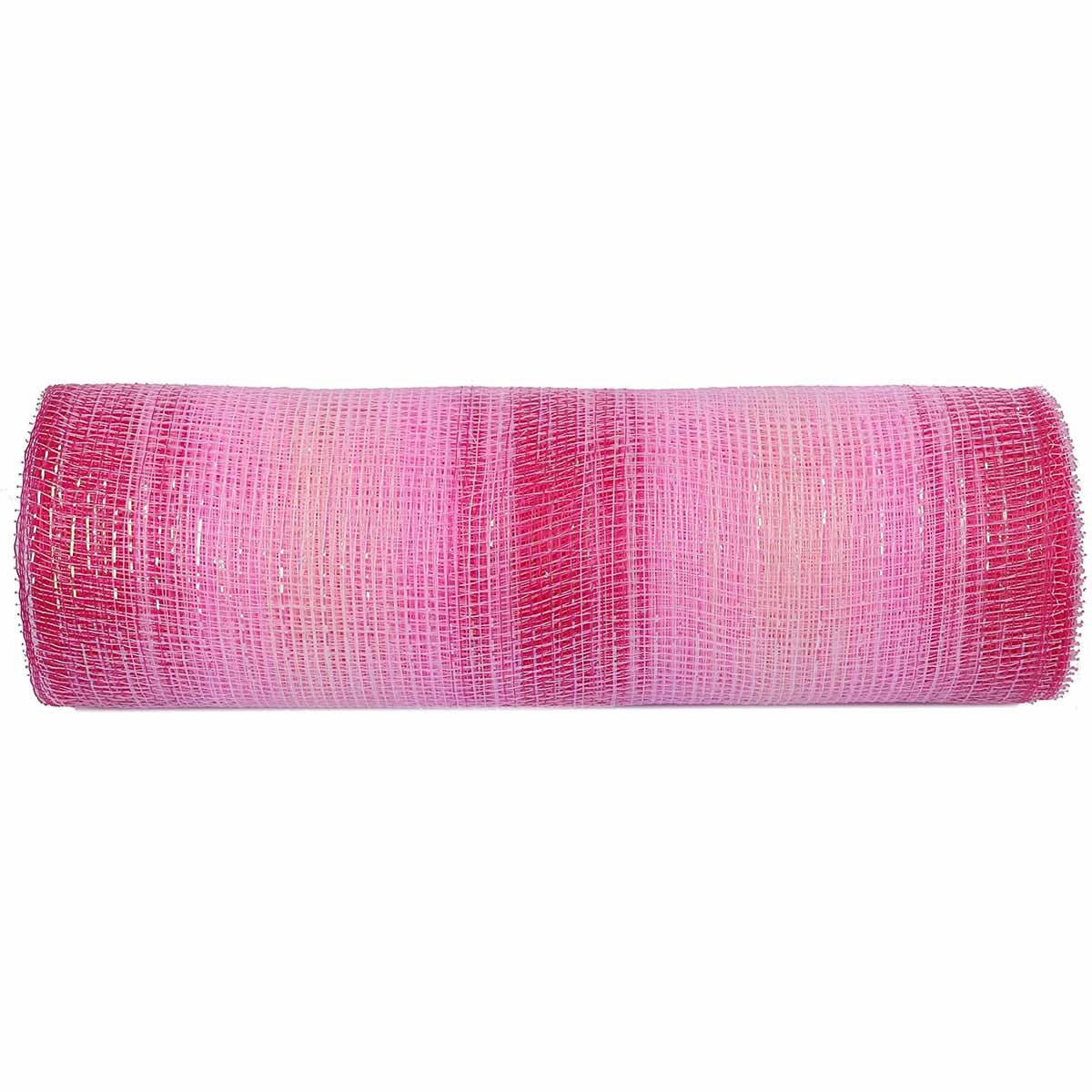 10 inch x 30 feet(10 Yards) Metallic Deco Poly Mesh Ribbon Multicolor Hot Pink