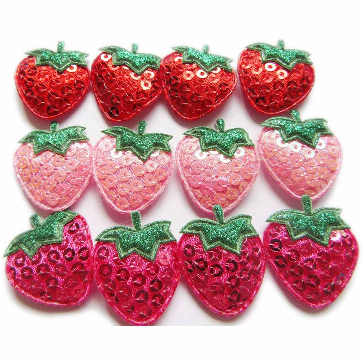 60pcs Padded Sequin Strawberry -3 Colors
