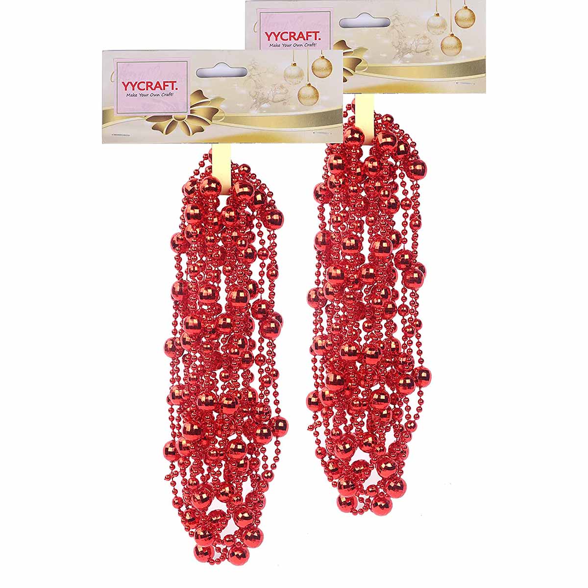 36 Feet Bead Garland Earth Beads,2 Pack Red