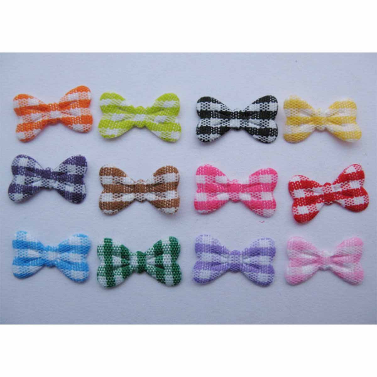 240 Classic Check Gingham Mini Bow -12 Colors AB027