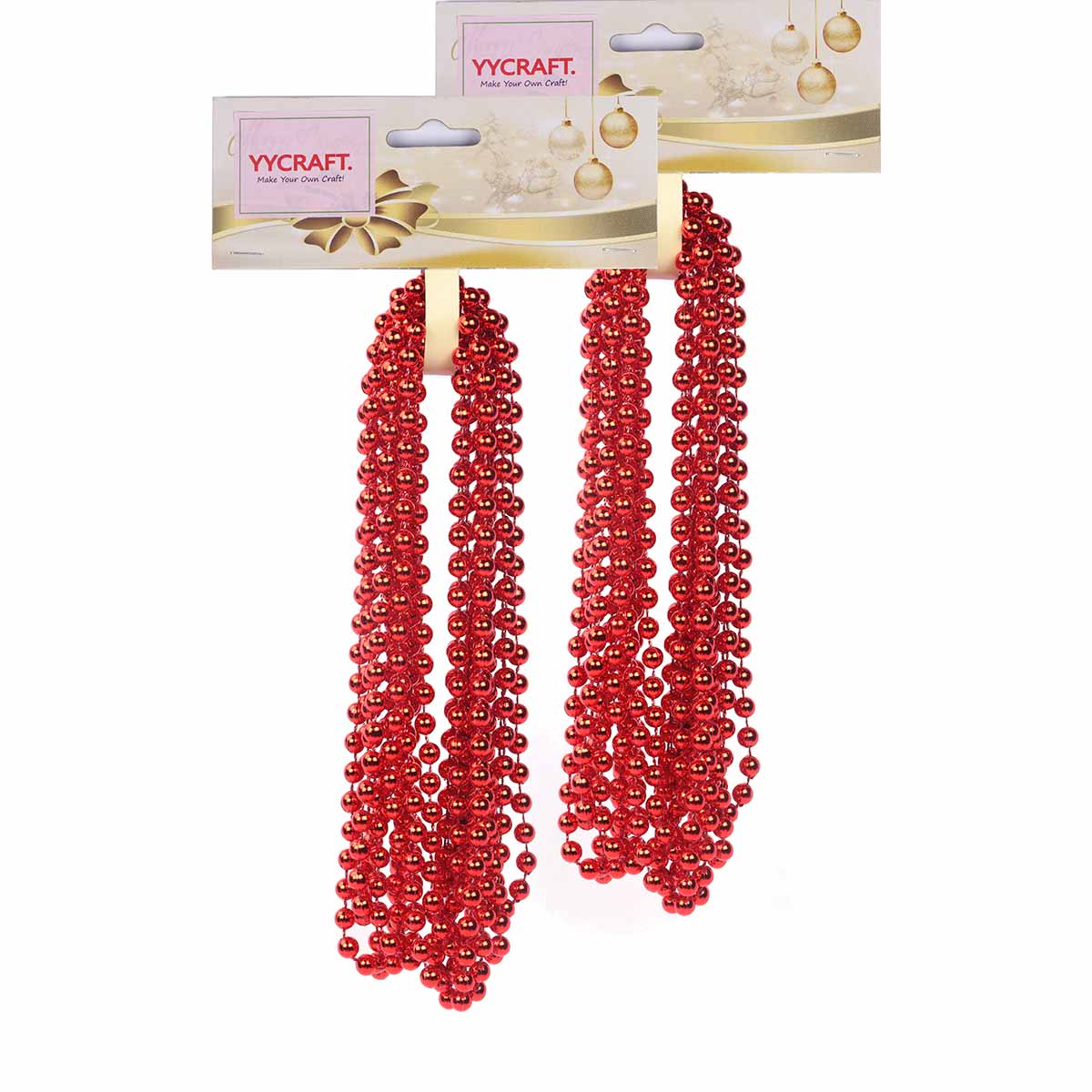 36 Feet Bead Garland Round Beads,2 Pack Red