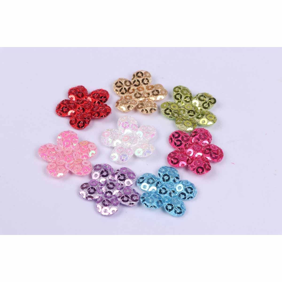 80 Padded Flower W/Sequin 7/8″-8 Colors