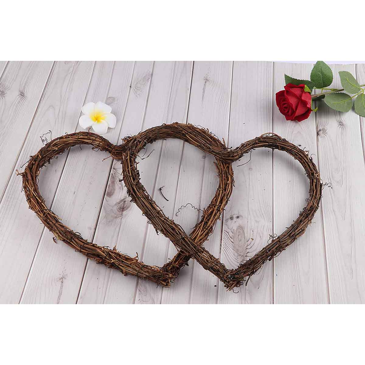 4 Pack Natural Grapevine Heart Wreaths