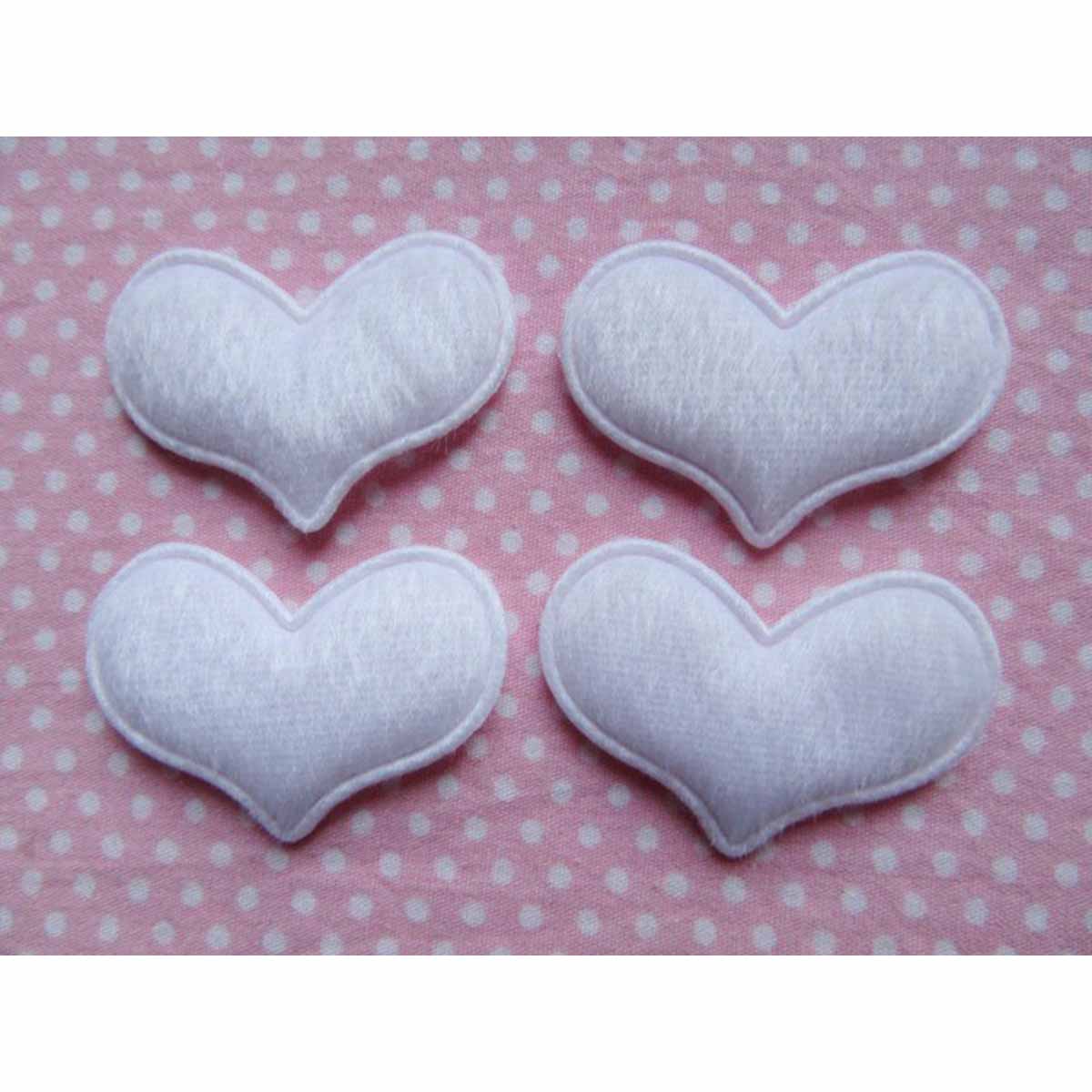 120 Padded Furry Heart 1 5/8″ Appliques-White