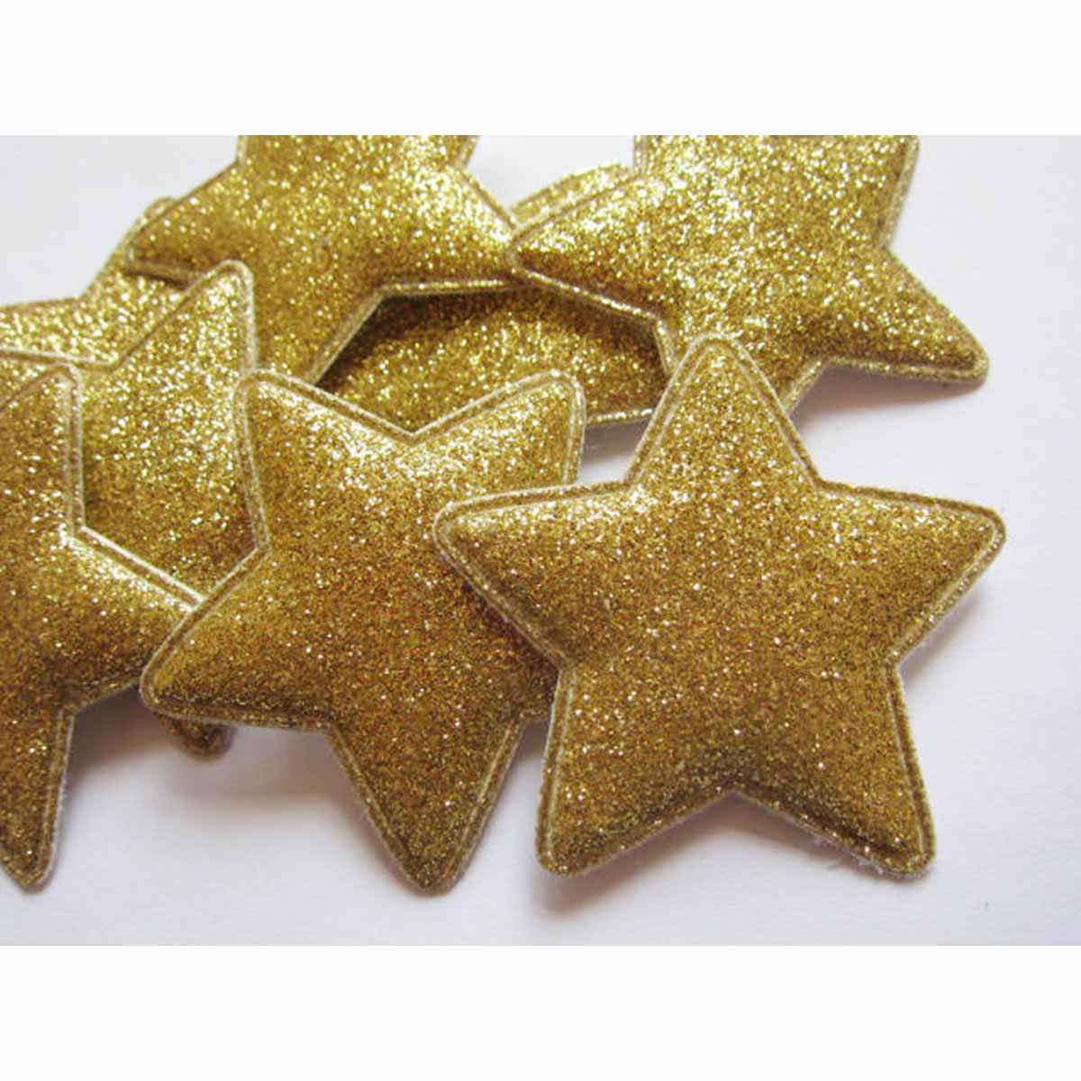 30 Large Glitter Star 2 1/8″ -Gold