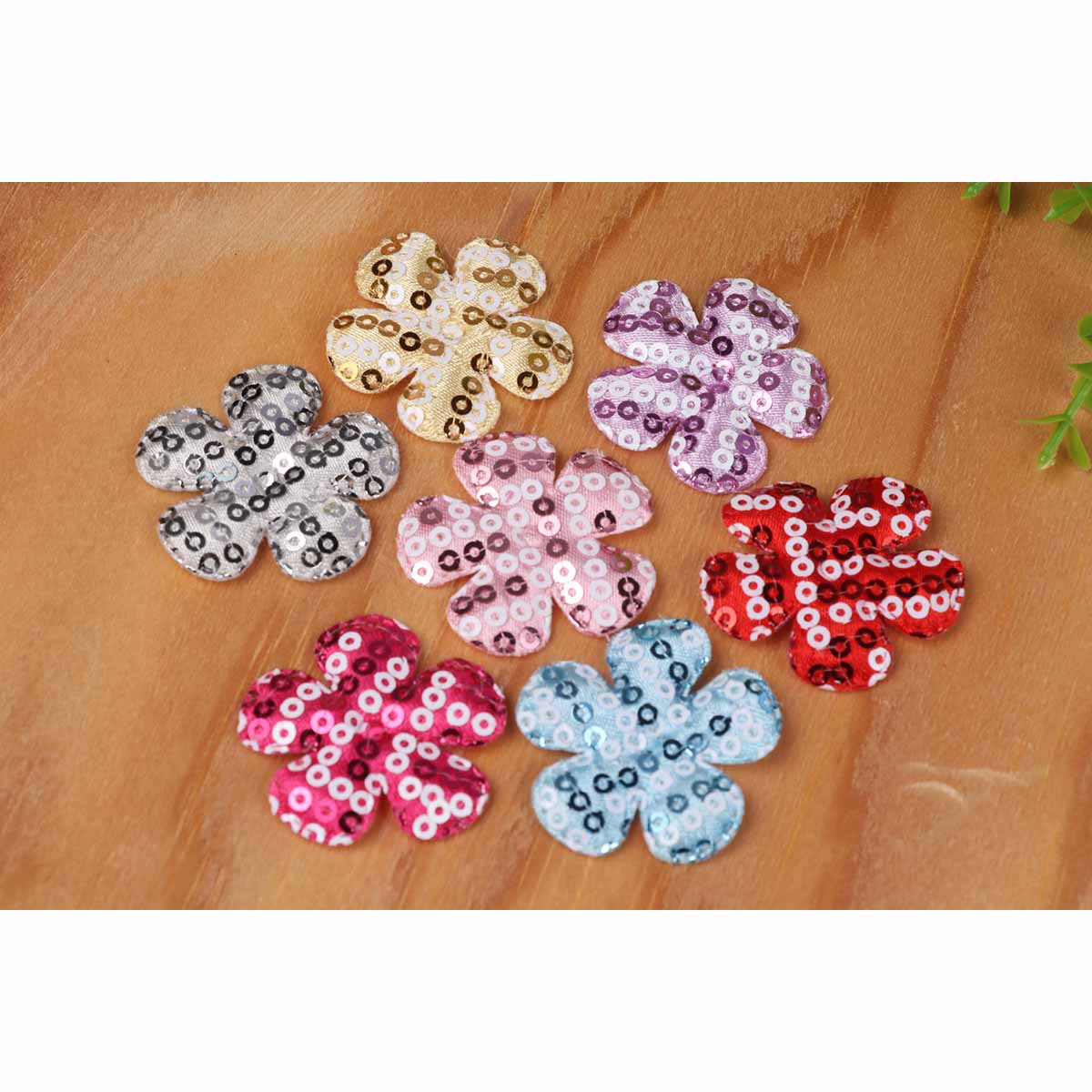70 Padded Sequin Flower 1.5″-7 Colors