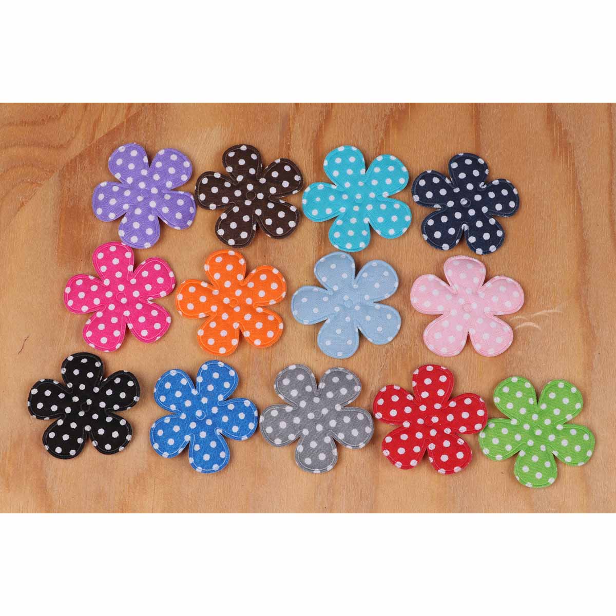 65 Padded Flower Polka Dots 1.5″-13 Colors