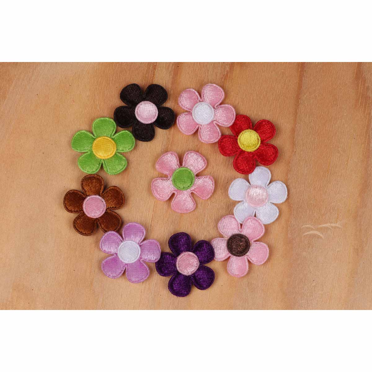 100 Velvet Flower w/center 1″-10 Colors