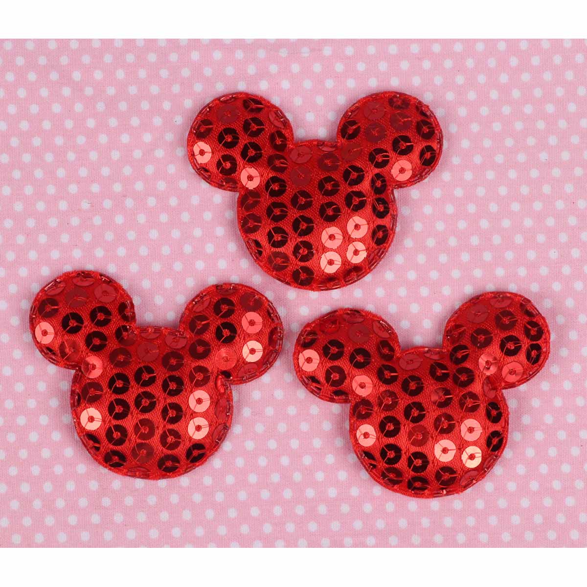 20 Padded Sequin Mouse w/Bow 2 3/8″- Red