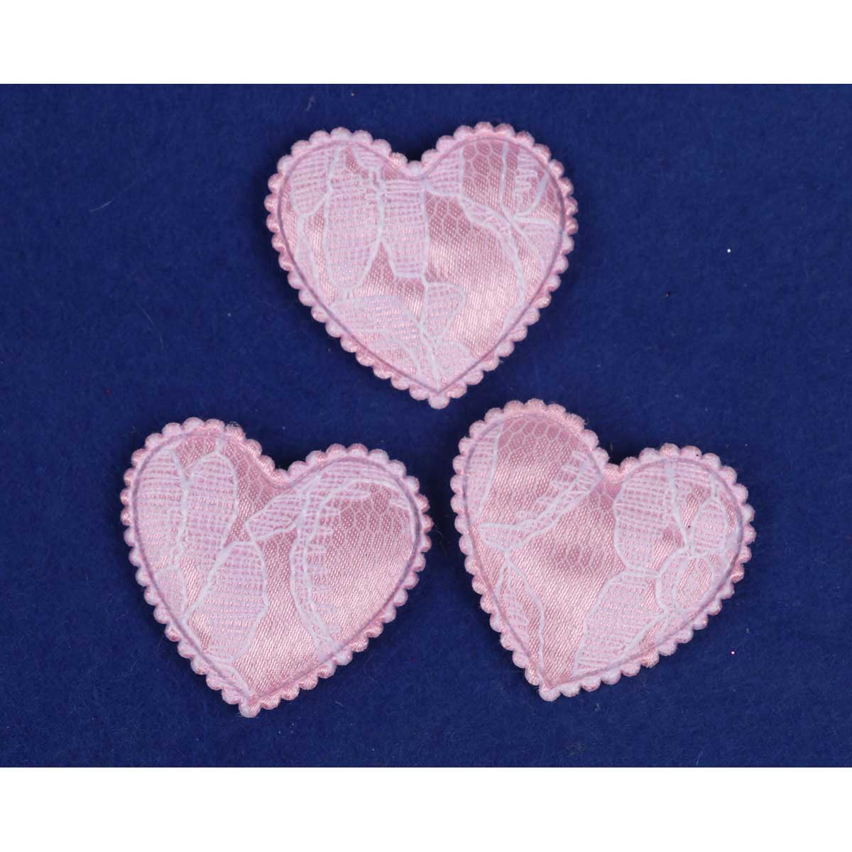 50 Padded Lace Heart Appliques 1.5″-Pink