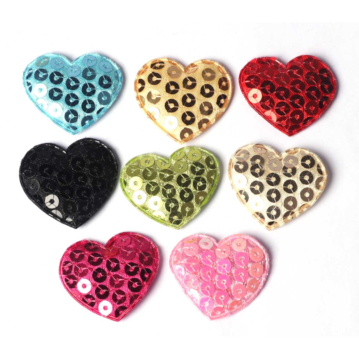 80 Padded Sequin Heart 1.25″ – 8 Colors
